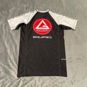 Gracie Barra Jiu Jitsu Rashguard Shirt Mens Small Black Logo Equipe MMA BJJ